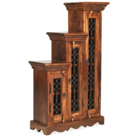 Indian Sheesham Solid Wood Highest Right CD Step Step Storage Unit - thumbnail 1