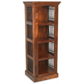 Indian Sheesham Solid Wood Alcove Narrow Bookcase with 3 Shelves - thumbnail 1