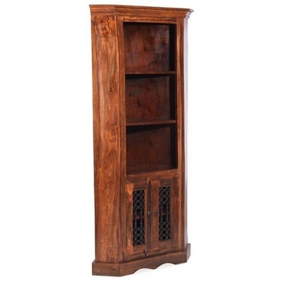 Indian Sheesham Solid Wood Corner Display Cabinet, 85cm W - image 1