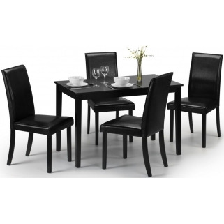 Hudson Black 4 Seater Dining Set with 4 Leather Chairs - image 1