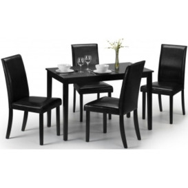 Hudson Black 4 Seater Dining Set with 4 Leather Chairs - thumbnail 1