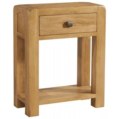 Curve Oak 1 Drawer Small Console Table - image 1