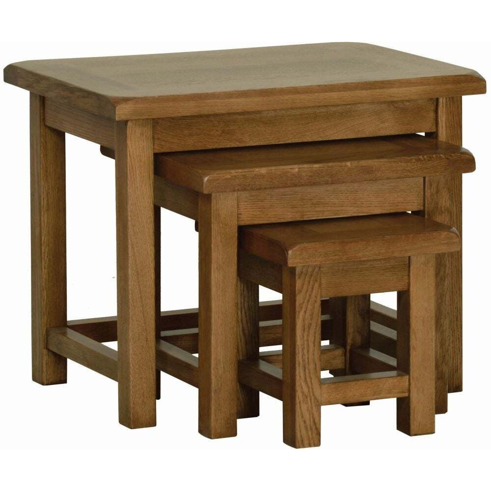 Rustic Oak Nest of 3 Tables - image 1