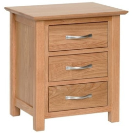 New Oak 3 Drawer Bedside Cabinet