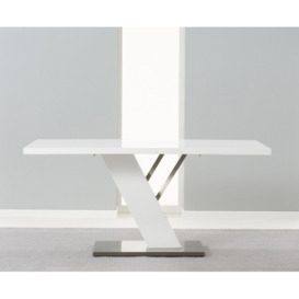 Frida White High Gloss Dining Table and 4 Meghan Black Chairs - thumbnail 2