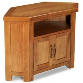 Arles Oak Petite Corner TV Cabinet, 100cm W with Storage for Television Upto 32in Plasma - thumbnail 1
