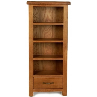 Arles Oak Petite CD and DVD Cabinet with 1 Bottom Storage Drawer - image 1