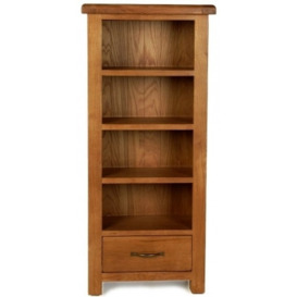 Arles Oak Petite CD and DVD Cabinet with 1 Bottom Storage Drawer - thumbnail 1