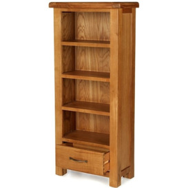 Arles Oak Petite CD and DVD Cabinet with 1 Bottom Storage Drawer - thumbnail 2