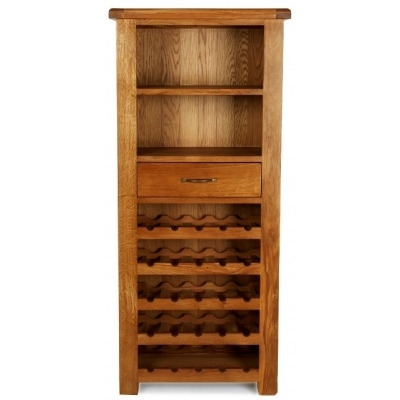 Arles Oak Tall 1 Drawer Wine Rack Cabinet - image 1