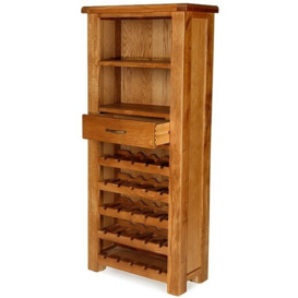 Arles Oak Tall 1 Drawer Wine Rack Cabinet - thumbnail 2