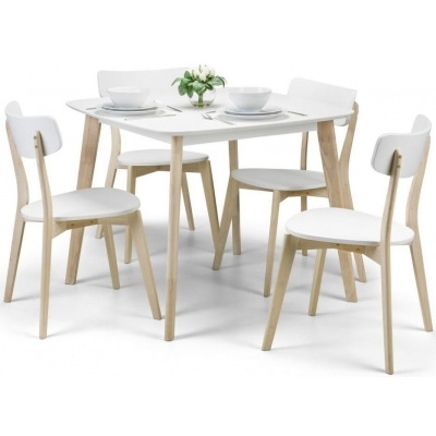 Casa White and Oak Square Dining Table Set with 4 Chairs - image 1