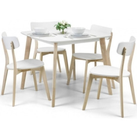 Casa White and Oak Square Dining Table Set with 4 Chairs - thumbnail 1