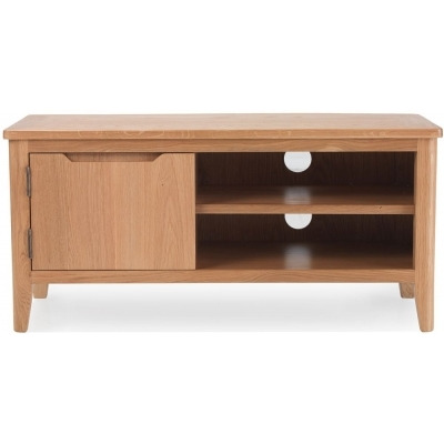 Asby Scandinavian Style Oak Small TV Unit, 95cm W with Storage for Television Upto 32in Plasma - image 1