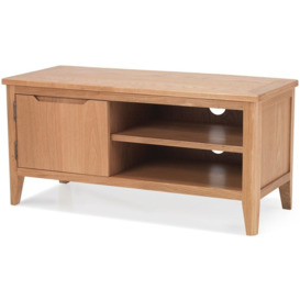 Asby Scandinavian Style Oak Small TV Unit, 95cm W with Storage for Television Upto 32in Plasma - thumbnail 3