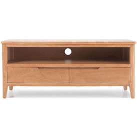 Asby Scandinavian Style Oak TV Unit, 120cm W with Storage for Television Upto 43in Plasma - thumbnail 1