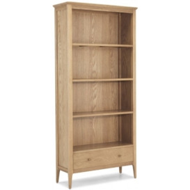 Wadsworth Waxed Oak Large Bookcase, 185cm Tall Bookshelf with 1 Bottom Storage Drawer - thumbnail 1