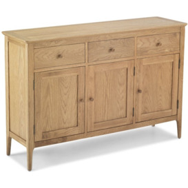 Wadsworth Waxed Oak Medium Sideboard, 135cm with 3 Doors and 3 Drawers - thumbnail 2