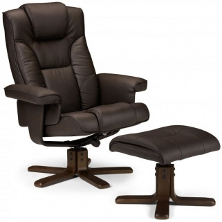 Malmo Recliner Chair with Footstool - Comes in Brown Leather and Black Leather Options - image 1