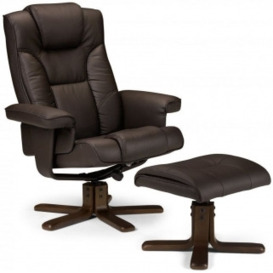 Malmo Recliner Chair with Footstool - Comes in Brown Leather and Black Leather Options - thumbnail 1