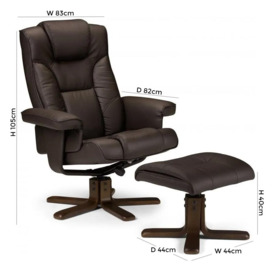 Malmo Recliner Chair with Footstool - Comes in Brown Leather and Black Leather Options - thumbnail 2