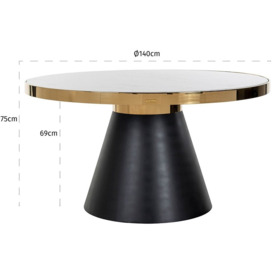 Odin Marble Top Round Dining Table - 4 Seater - thumbnail 2