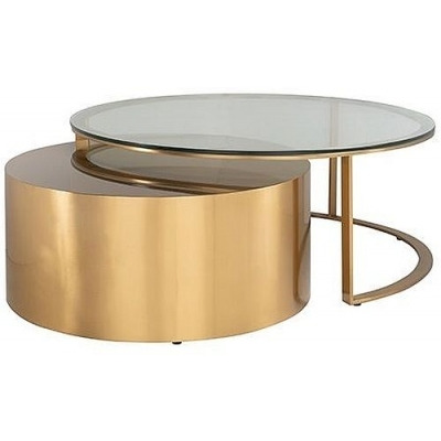 Orlan Glass and Gold Coffee Table (Set of 2) - image 1