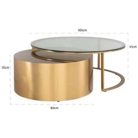 Orlan Glass and Gold Coffee Table (Set of 2) - thumbnail 2