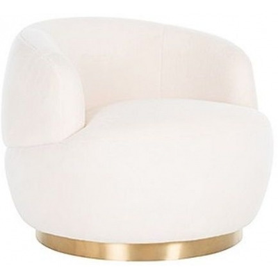 Teddy White Faux Sheep and Brushed Gold Swivel Easy Chair - image 1