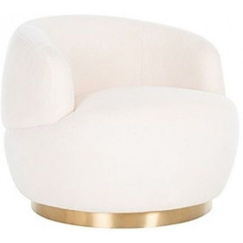 Teddy White Faux Sheep and Brushed Gold Swivel Easy Chair