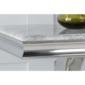 Glacier Marble Console Table Grey Rectangular Top with Ring Chrome Base - thumbnail 3