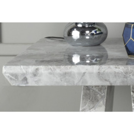 Milan Marble Side Table Grey Square Top with Triangular Pedestal Base - thumbnail 2