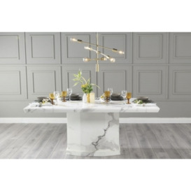 Naples Marble Dining Table, White Rectangular Top with Pedestal Base