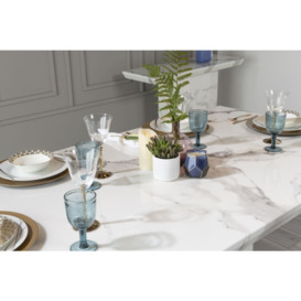 Naples Marble Dining Table, White Rectangular Top with Pedestal Base - 6 Seater - thumbnail 2