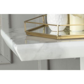 Naples Marble Console Table White Rectangular Top with Pedestal Base - thumbnail 2