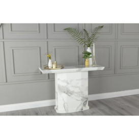 Naples Marble Console Table White Rectangular Top with Pedestal Base - thumbnail 1