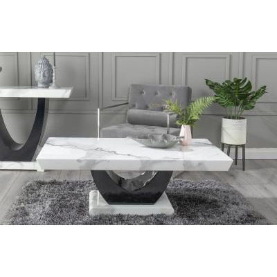 Madrid Marble Coffee Table White Rectangular Top - image 1