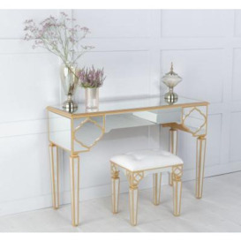 Casablanca Mirrored Dressing Table with Gold Trim