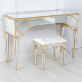 Casablanca Mirrored Dressing Table with Gold Trim - thumbnail 3