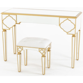 Casablanca Mirrored Dressing Table with Gold Trim - thumbnail 2
