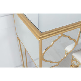 Casablanca Mirrored Dressing Table with Gold Trim - thumbnail 3