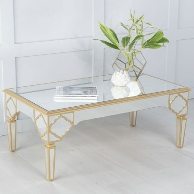 Casablanca Mirrored Coffee Table with Gold Trim - image 1
