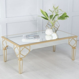 Casablanca Mirrored Coffee Table with Gold Trim