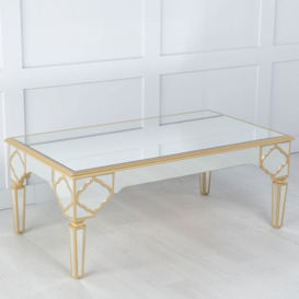 Casablanca Mirrored Coffee Table with Gold Trim - thumbnail 2