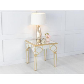 Casablanca Mirrored Side Table with Gold Trim