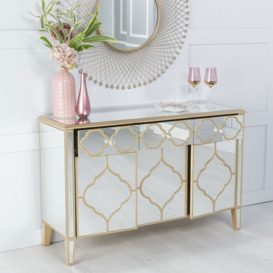 Casablanca Mirrored 3 Door Sideboard with Gold Trim - thumbnail 2