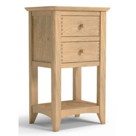 Celina Parquet Style Light Oak Lamp Table with 2 Storage Drawers - thumbnail 2