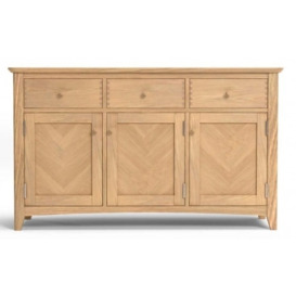 Celina Parquet Style Light Oak Large Sideboard, 135cm W with 3 Parquet Doors and 3 Drawers