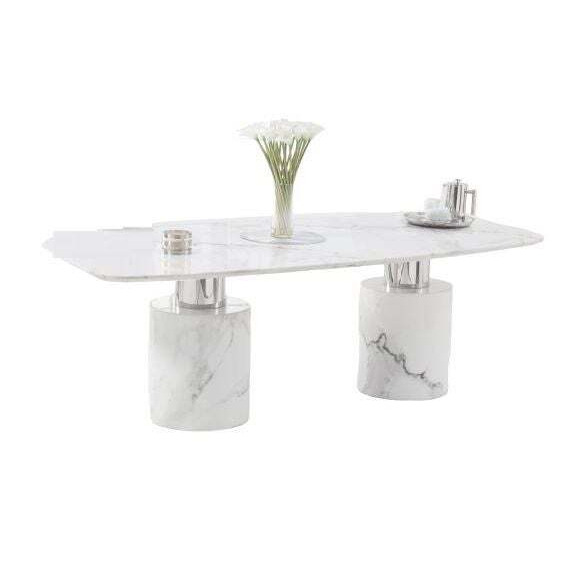 Valentina 220cm White Marble Dining Table - image 1