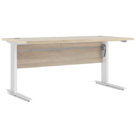 Prima Desk 150cm in Oak with Height Adjustable Legs with Electric Control in White